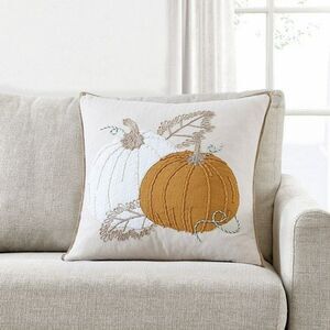 LACOURTE Herringbone Pumpkin Decorative Pillow, 18x18